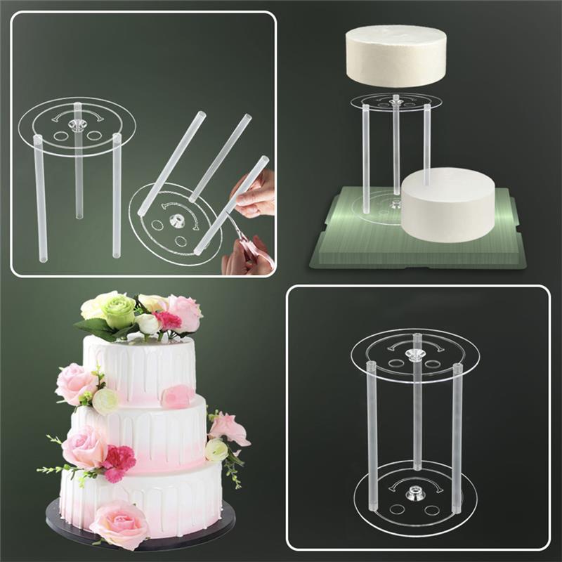 Multi-Layer Cake Support Frame Cake Stacking Kit Clear Cake Dowel Cake Rod With Cake Separator Plate Baking Supplies Cake Tool