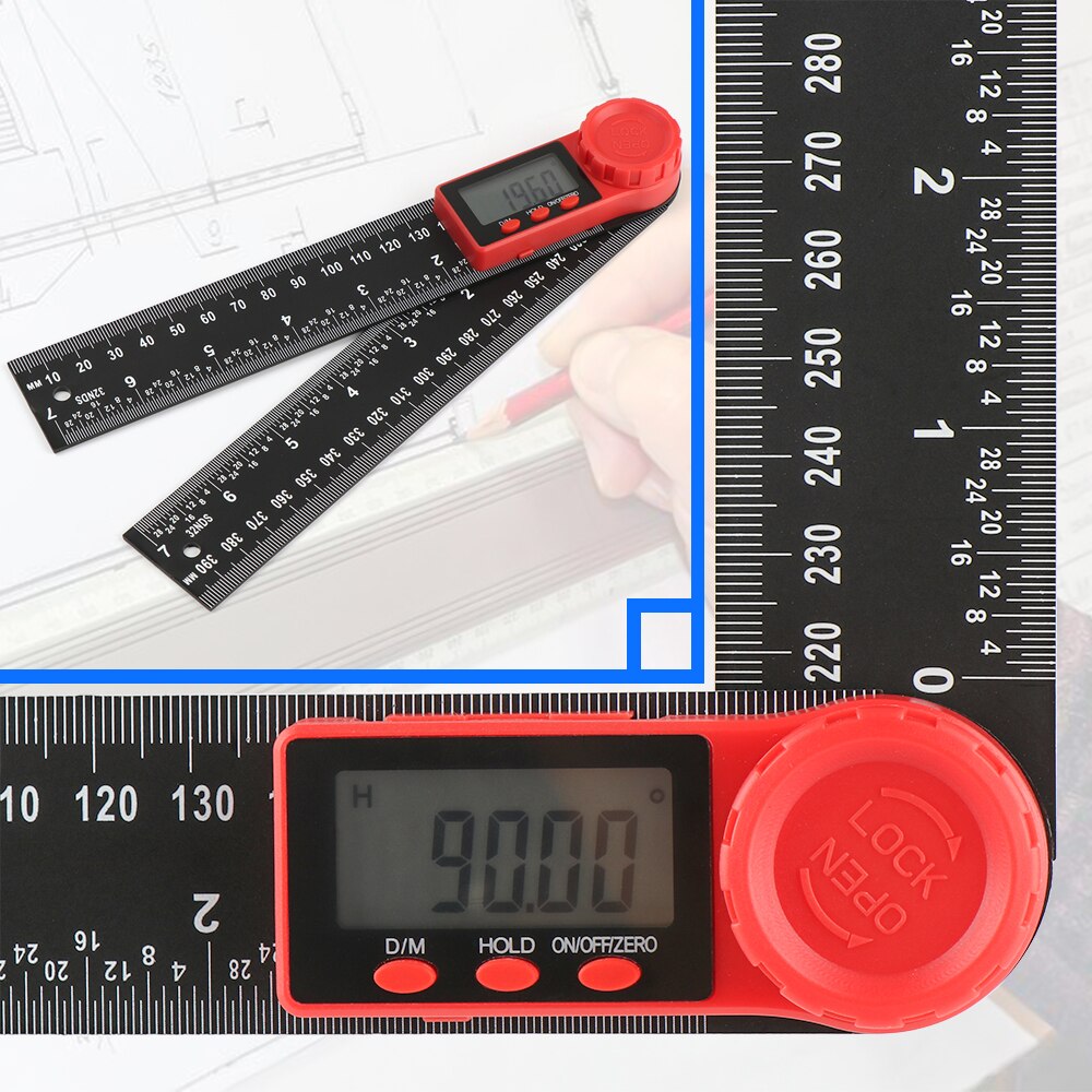 2 in 1 Digital Protractor Angle Ruler 200mm 8inch Angle Finder 360 Degree Goniometer Inclinometer