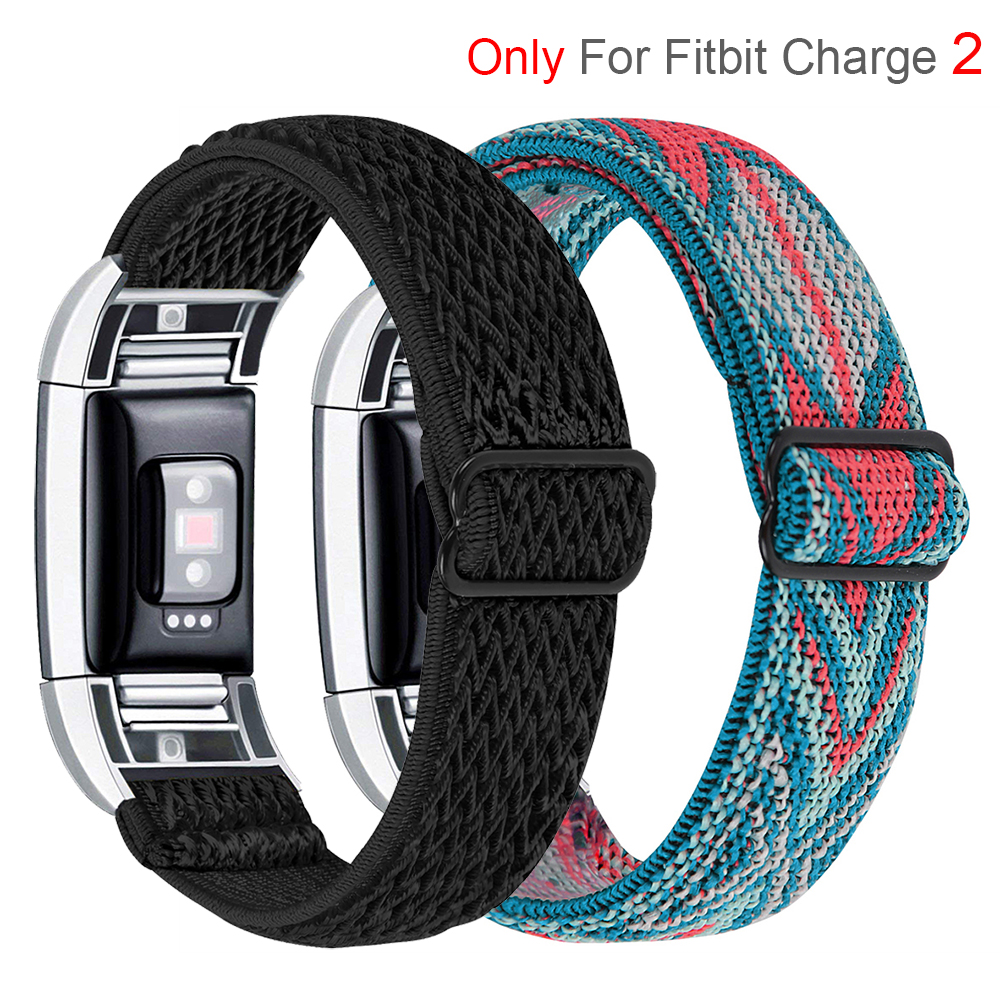 Weiches Nylonband für Fitbit Charge 2, Sport, gewebt, elastisch, dehnbar, Solo-Uhrenarmband, Schlaufe für Fitbit Charge 2 Ersatz