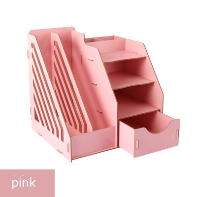 pink desk accessories stationery organizer file tray magazine makeup pencil holder office school organize: Grey