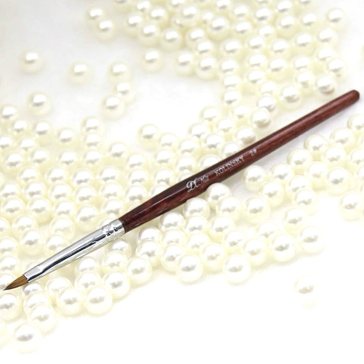 KADS Kolinsky Acrylic Nail Brush – Crimped, Red Wood Handle (Sizes 2-18)