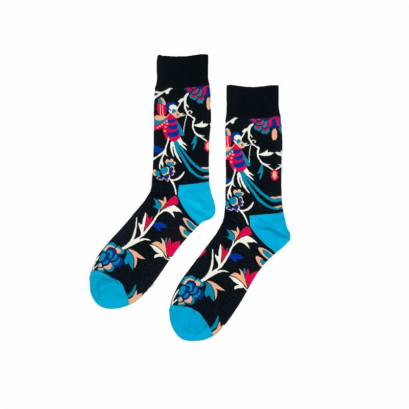 Herensokken grappige cartoon pauw bliksem wolk stippen kleurrijk vrolijk harajuku hiphop katoenen sokken heren herfst winter