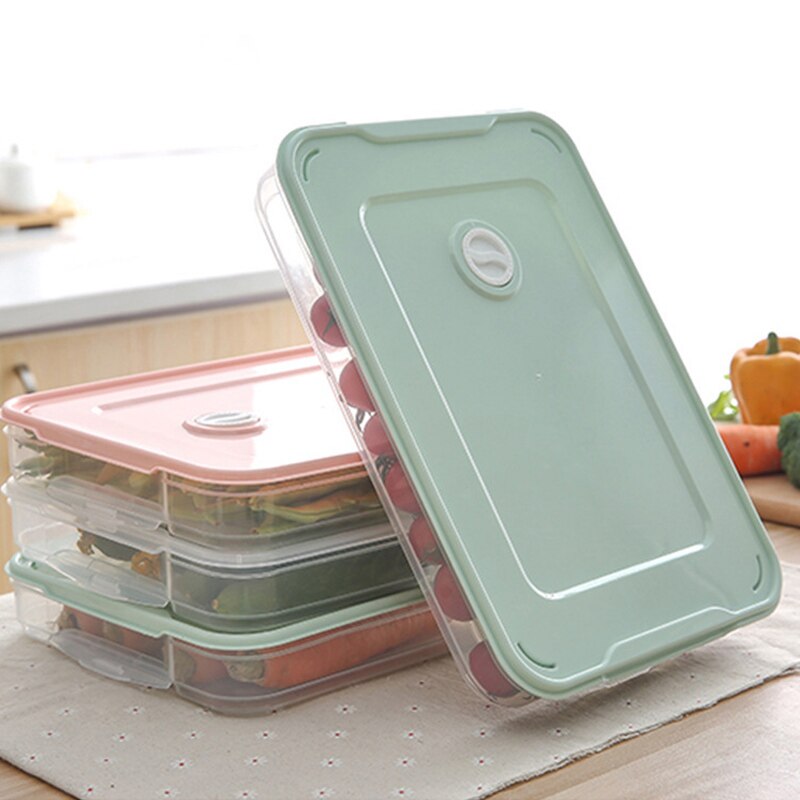 Container Airtight Food Preservation Tray Refrigerator Dumplings Storage Organizer Box with Lid FAS