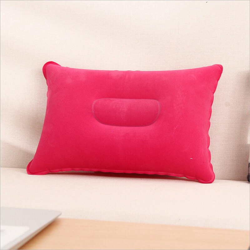 Inflatable Pillow Head Rest Neck Support Pillow Prevent Flat Sleep Pod Anti Roll Soft Nylon Pillow Air Blow up Sleep Pillow: Rose Red