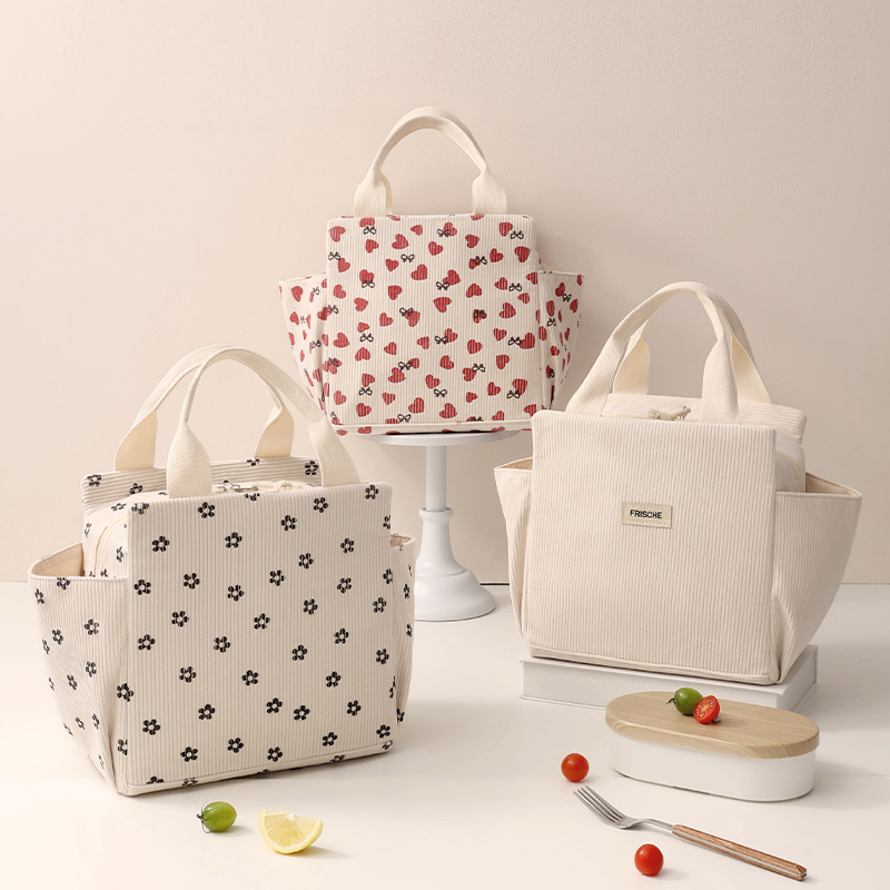 Sztruksowa torba na lunch Izolacja termiczna Pudełko na drugie śniadanie Torebka do przechowywania Wielofunkcyjna torba termoizolacyjna dla dzieci Piknik FoodPouch