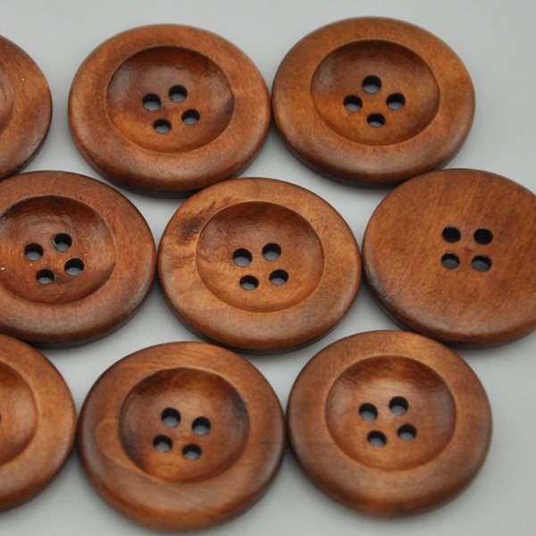 20pc mørke kaffe-runde træknapper til tøj 4 huller 30mm patchwork-knap til sytilbehør til håndarbejde  wb222: 30 mm 20 stk