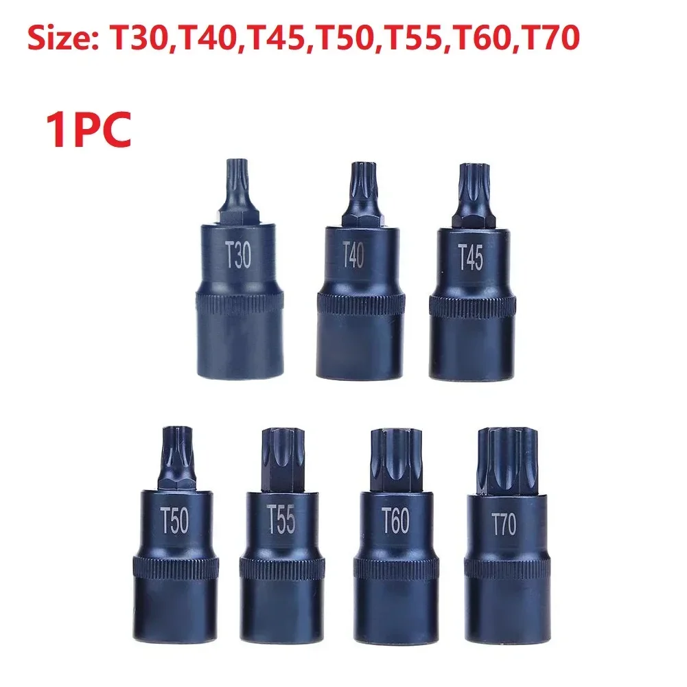 Torx Screwdriver Bit 1/2inch Socket Bits Adapter T30 T40 T45 T50 T55 T60 T70 Torx Socket Adapter Hand Tool For Ratchet Wrenches