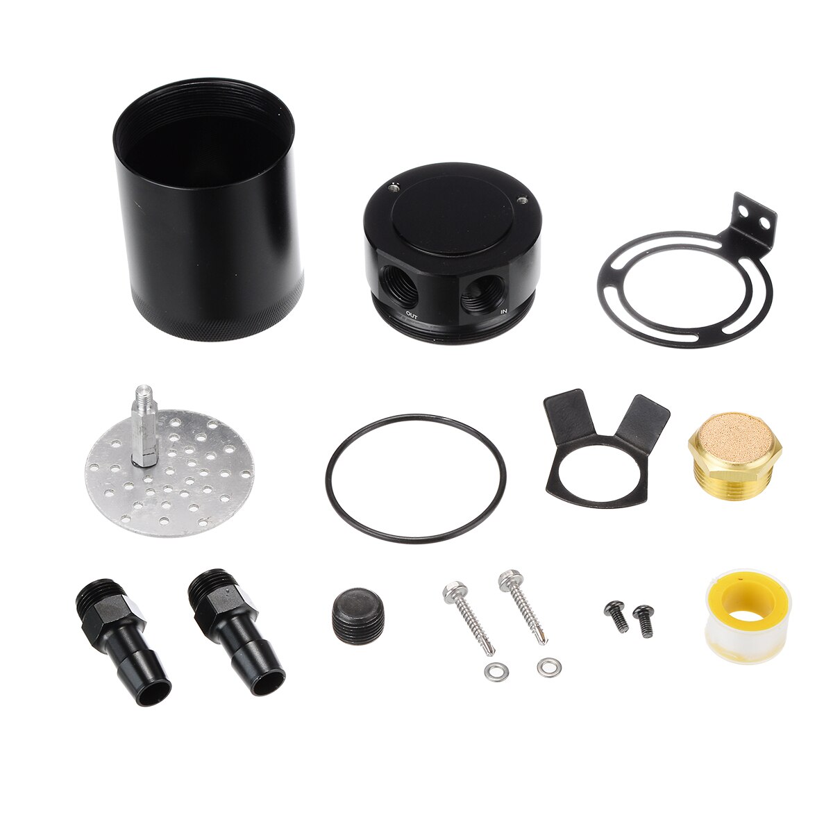 Universal 1 Pza 6061 aluminio 2-Puerto compacto desbloqueado captura de aceite Can 3/8 "NPT Salida de entrada negro 2 floz