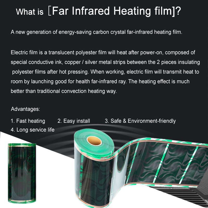 50 cmx 0.5m/2m/4m infraröd uppvärmning film 220v elektrisk varmt golv systemet värmefolie matta golvvärme kolfilm värmare