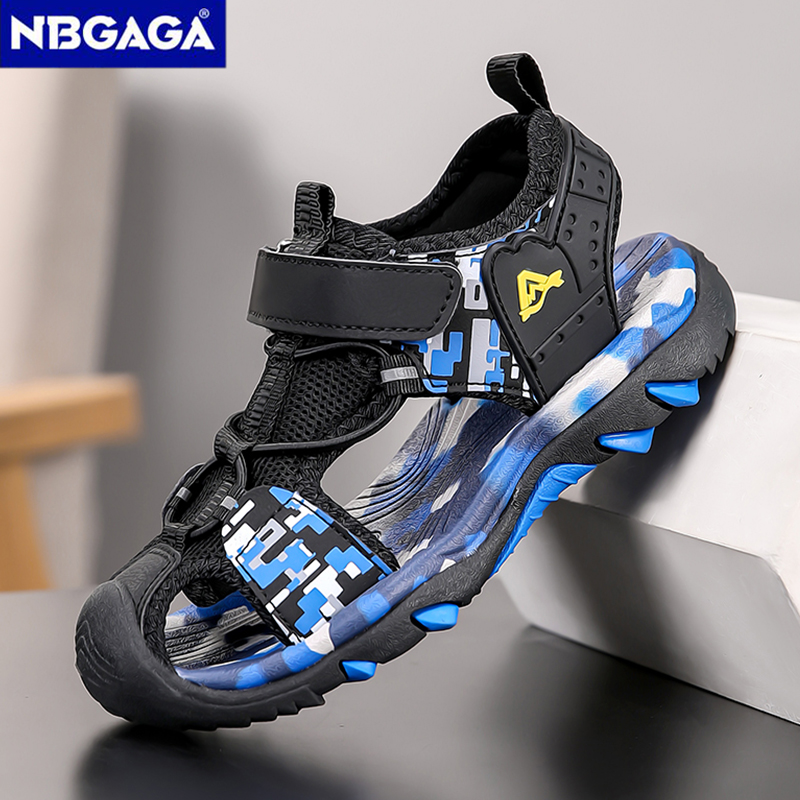 Summer Sport Sandals for Children's 5-16 Years Boys Breathable Anti-Slip Beach Shoes Outdoor Anti-Bump Closed Toe Sandails