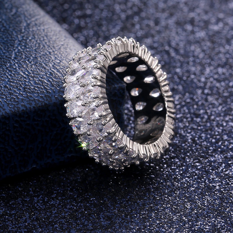 2021 novo na moda dupla drenagem gotejamento 925 sterling silver eternity band anel para presente de natal feminino jóias venda em massa r5936