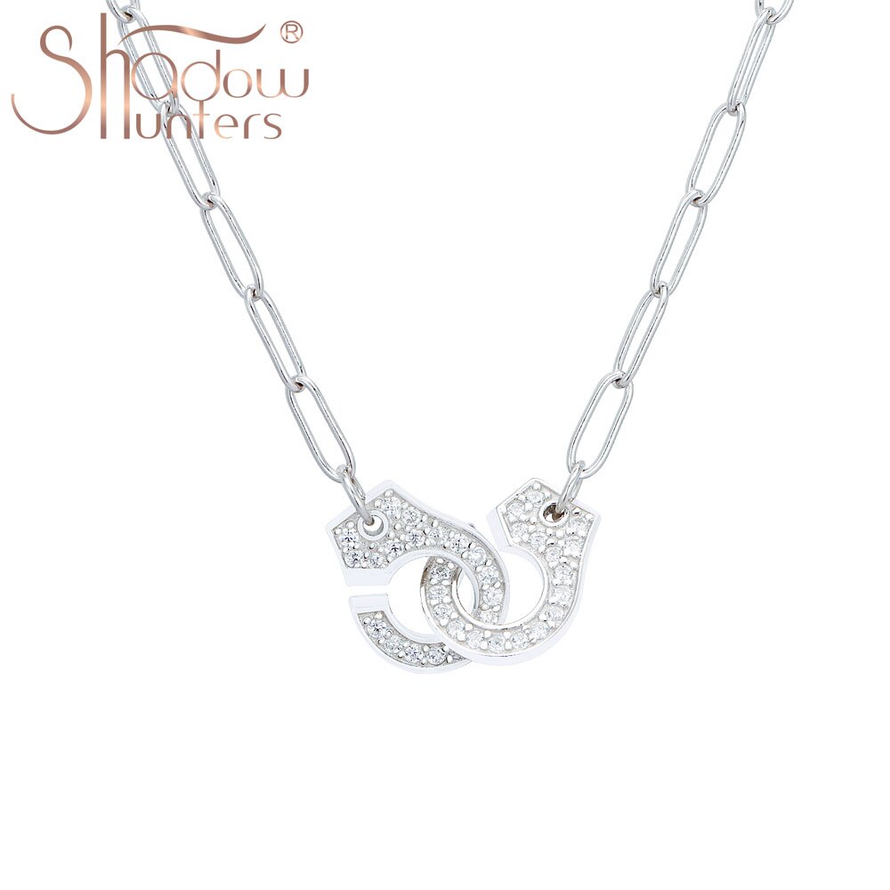 Shadowhunters 925 prata esterlina algemas pingente colar com clara pedra cheia corrente colar prata chocker para o presente de luxo