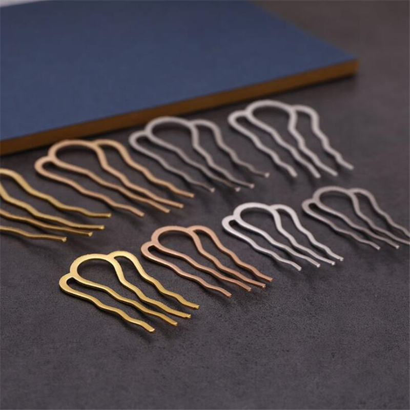 Horquilla de pelo en forma de U para mujer, 5 piezas, peine lateral, 4 dientes, horquillas para moño, herramienta de peinado, accesorios para hacer joyas
