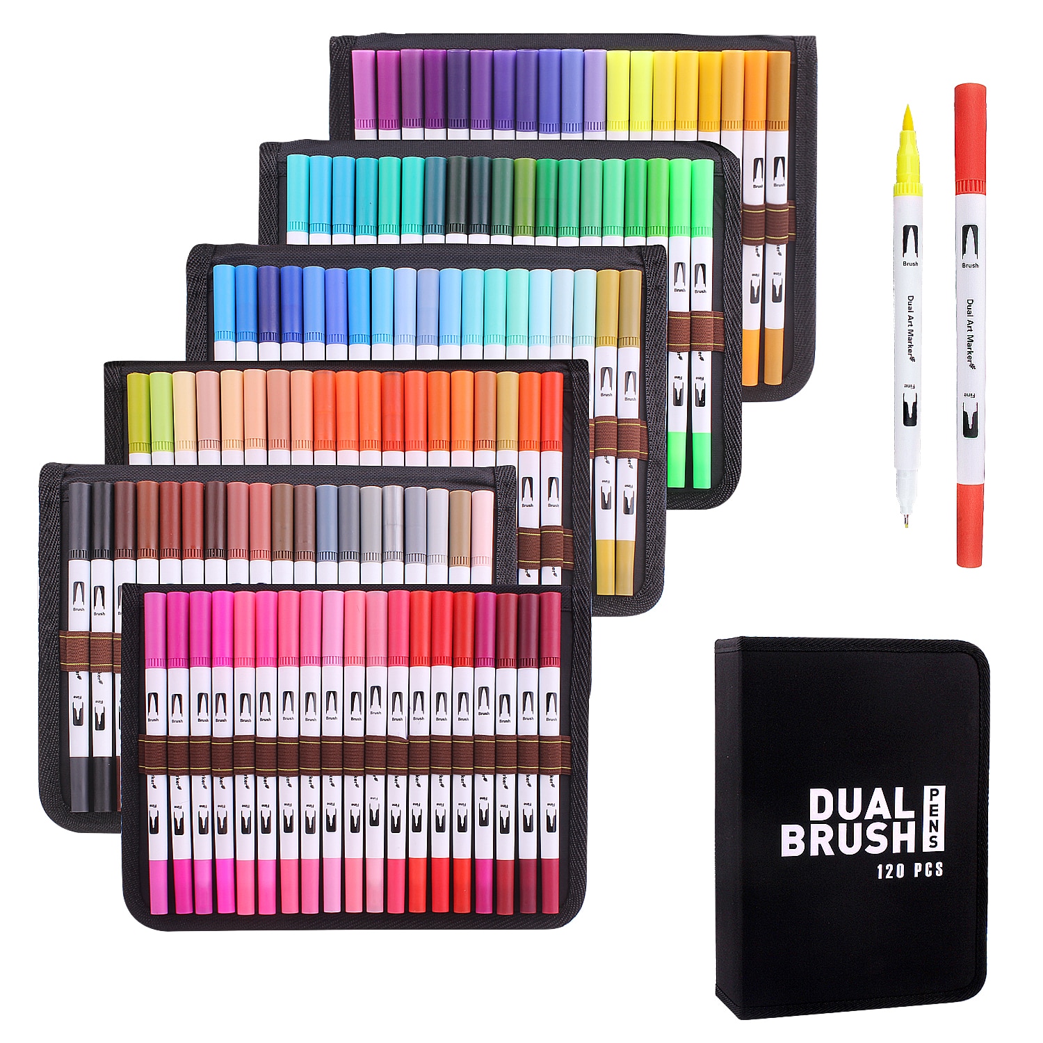 12-120 Kleuren Dual Brush Pennen Art Markers, Kunstenaar Fijne Borstel Tip Colouring Pennen Marker Pennen
