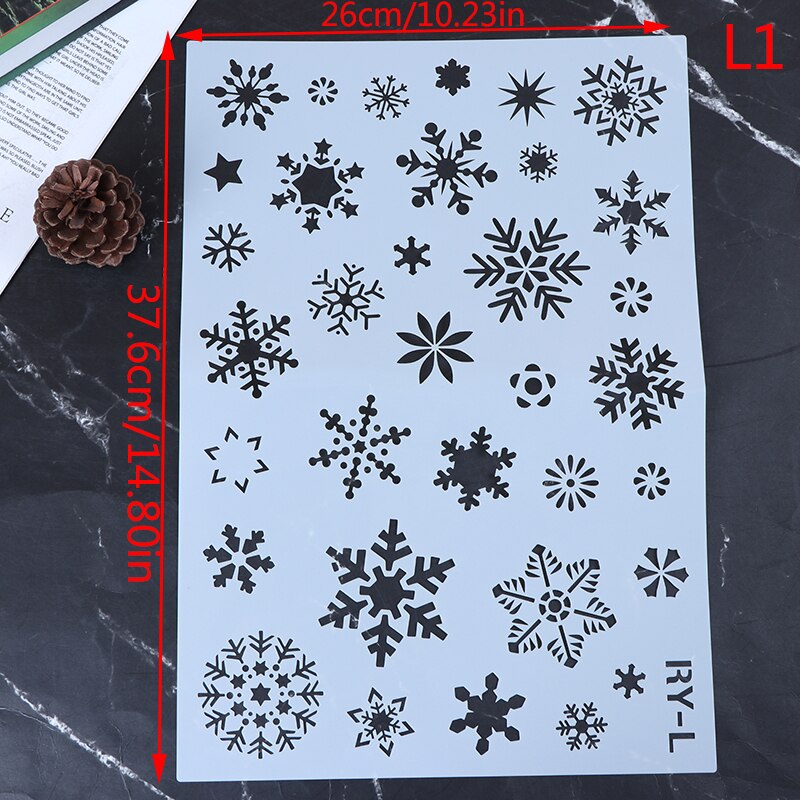 Sml sneeuw kerst sneeuwvlok diy gelaagdheid sjablonen schilderen plakboek kleuren winter reliëf decoratief sjabloon: Olijf