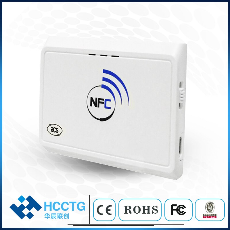 Lang rekkevidde trådløs ios android bluetooth rfid reader writer nfc kortleser 13.56 mhz acr 1311u-n2