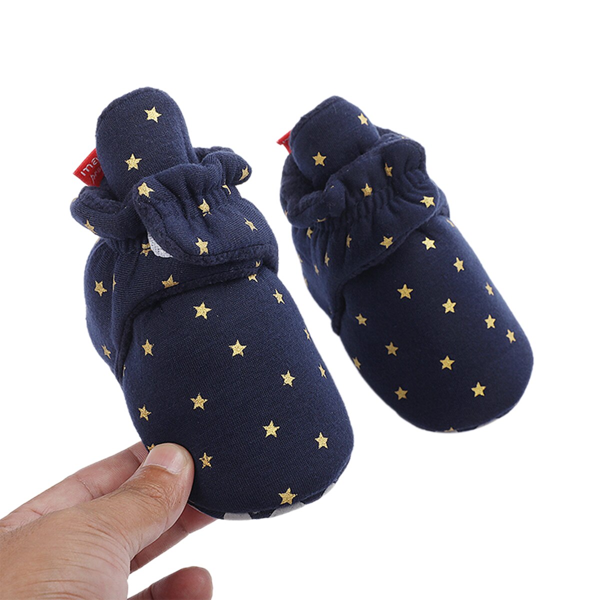 Babyschoentjes, trendy, met sterren bedrukte binnenpantoffels, warme sokken met antislip grip, peuters voor de eerste stapjes