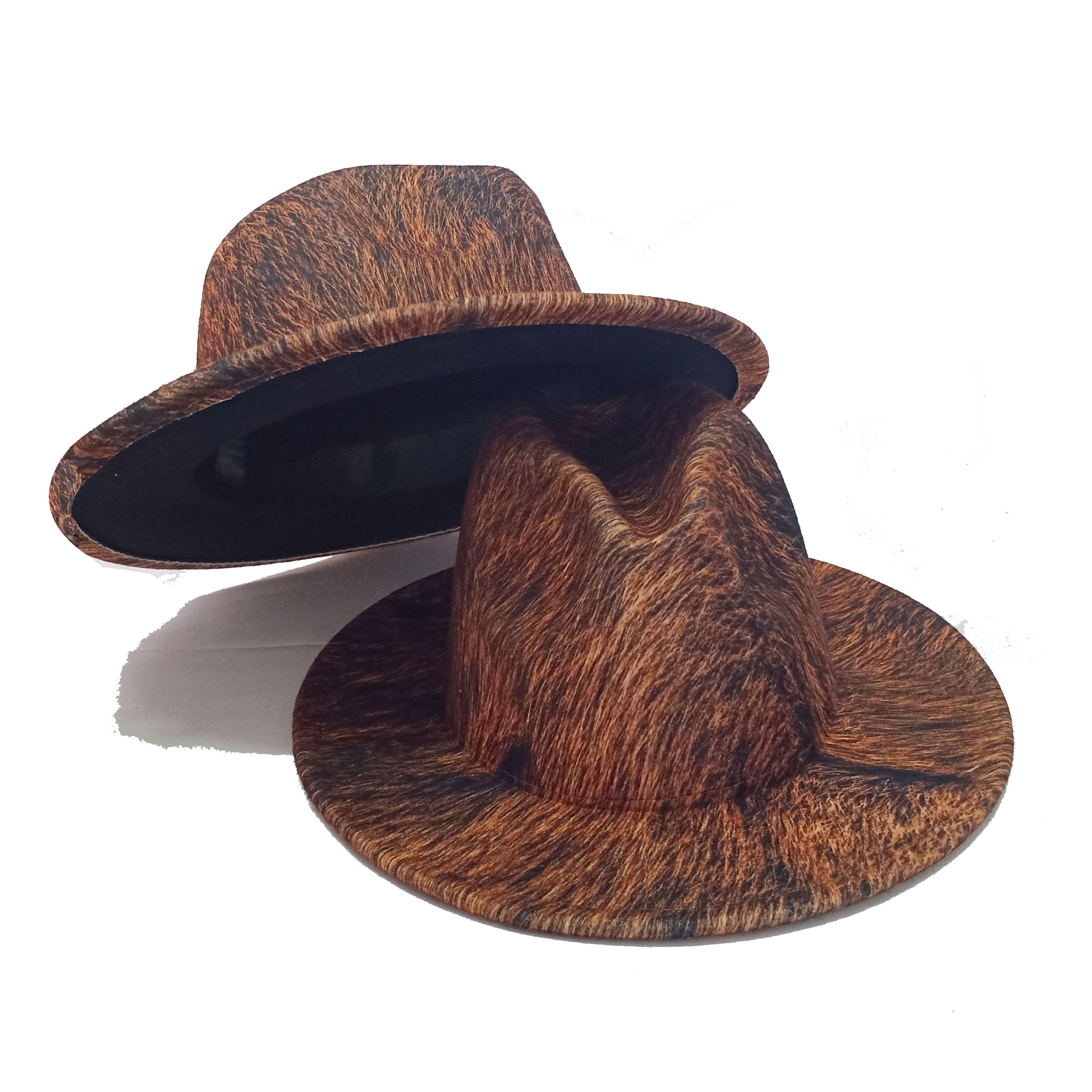 Sombreros Fedora de grano de leopardo para hombre y mujer, gorro de Jazz estilo Retro Panamá, sombrero de vaquero de ala ancha, Unisex