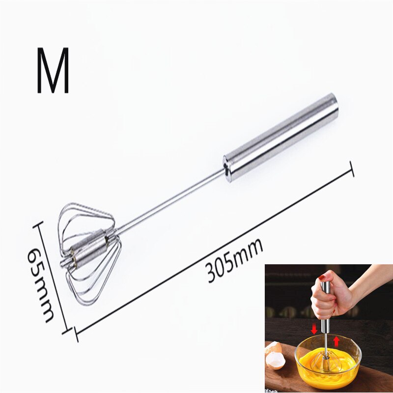 Kitchen Tools Semi-automatic Egg Beater Stainless Steel Egg Whisk Manual Hand Mixer Self Turning Egg Stirrer Kitchen Gadgets: M