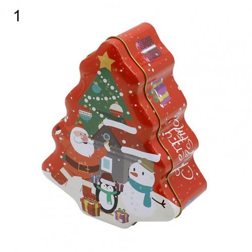 80%HOTAdorable Cookie Can Corrosion Resistant Metal Christmas Tree-shaped Candy Tin Box for Home: 1