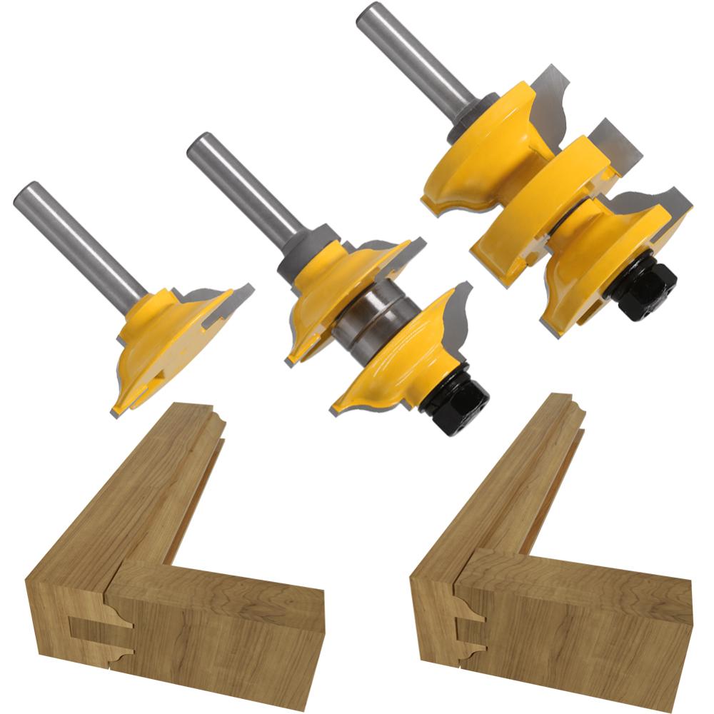 3pcs 8mm 12mm Shank Entry Interior Tenon Door Router Bit Set Ogee Matched R&S Router Bits Carving for Wood