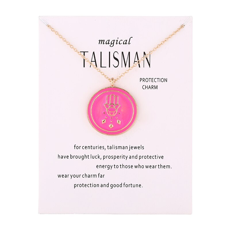 Aangekomen Magische Talisman Serie Glazuur Druppels Bergamot Boeddha Hanger Bescherming Charme Ketting Sieraden: HAVE CARD GOLD PINK