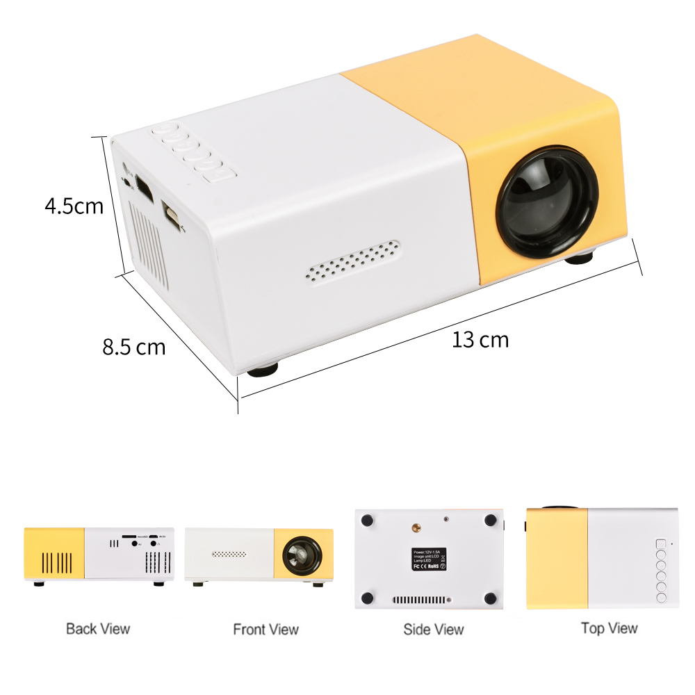 Salange YG300 Mini LED Projector Yg300 Upgraded Version 600 lumen 320x240P HDMI-compatible USB Audio Home Media Player Beamer