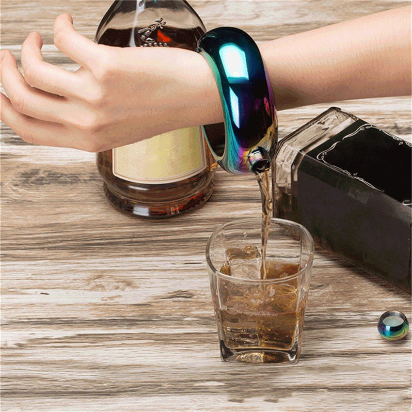 Creatieve Bangle Armband Heupfles Rvs Alcohol Metalen Whiskey Vodka Heupfles Pocket Flagon Chic Drinkware