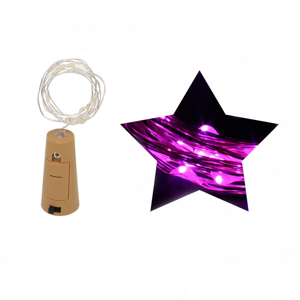 1PCS 2M LED Cork Shaped 20 LED Night Fairy String Light Kork Solarbetrieben Licht Wine Bottle Lamp Party Celebration: Purple