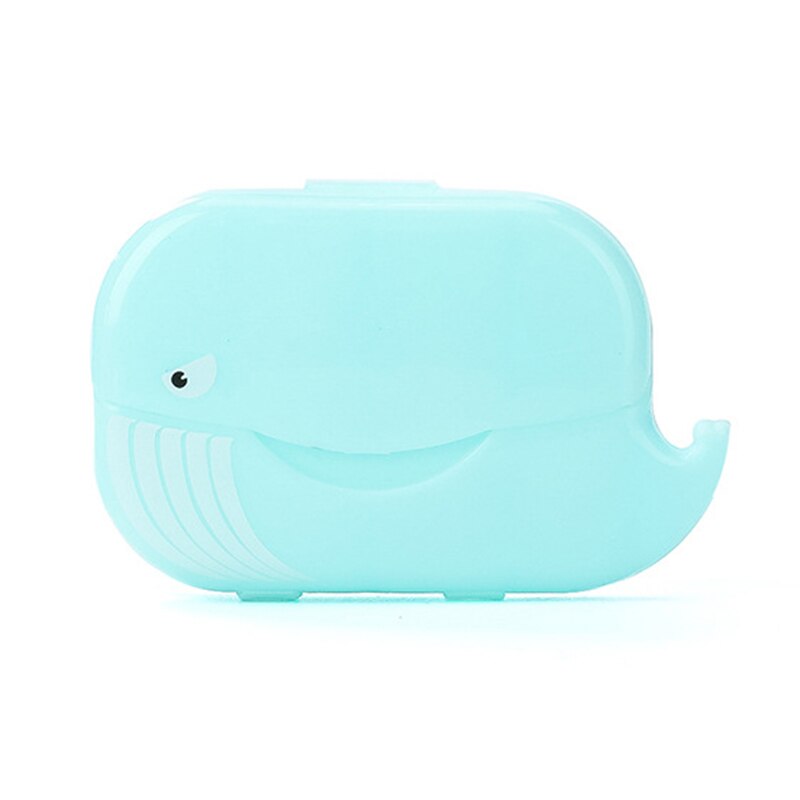 50 Uds. Jabón de ballena portátil de papel desechable mini jabón chips lindo dibujo ballena forma al aire libre mini dispensador de jabón manual de plástico: 01