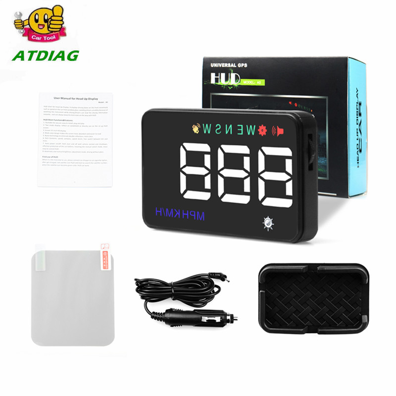 3.5 inch HUD A5 OBD II Car Windshield HUD Head Up Display with GPS Speed Fatigue Warning