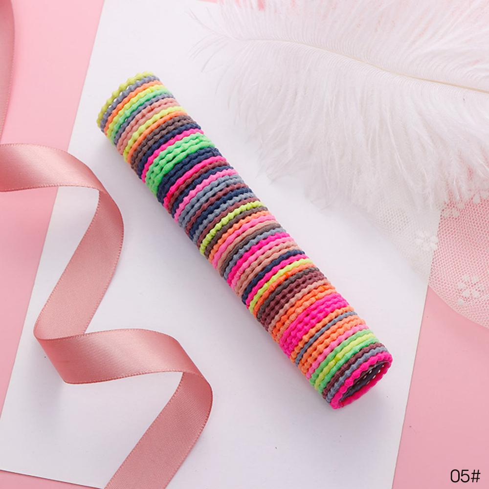 Vrouwen Kinderen Meisjes Elastische Haarband 50 Stks/pak 3 Cm Kleurrijke Hair Ties Touwen Scrunchy Paardenstaart Rubberbands Tie Gum Accessoires: 05