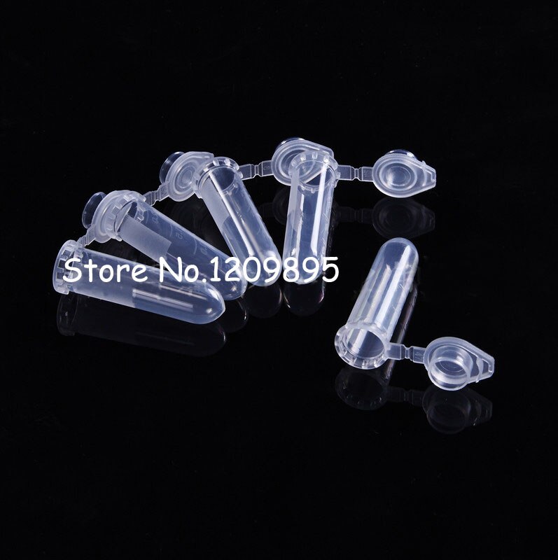 100PCS/Pack 2ml 10.5*43mm Polypropylene(PP) Plastic Centrifuge Tube EP/PCR Attached Cap Round Bottom