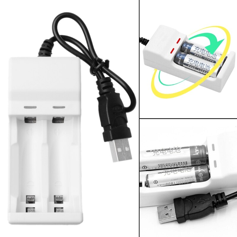 Intelligent 2 spor 1.2v usb-lader for oppladbart nimh nicd aa aaa batteri