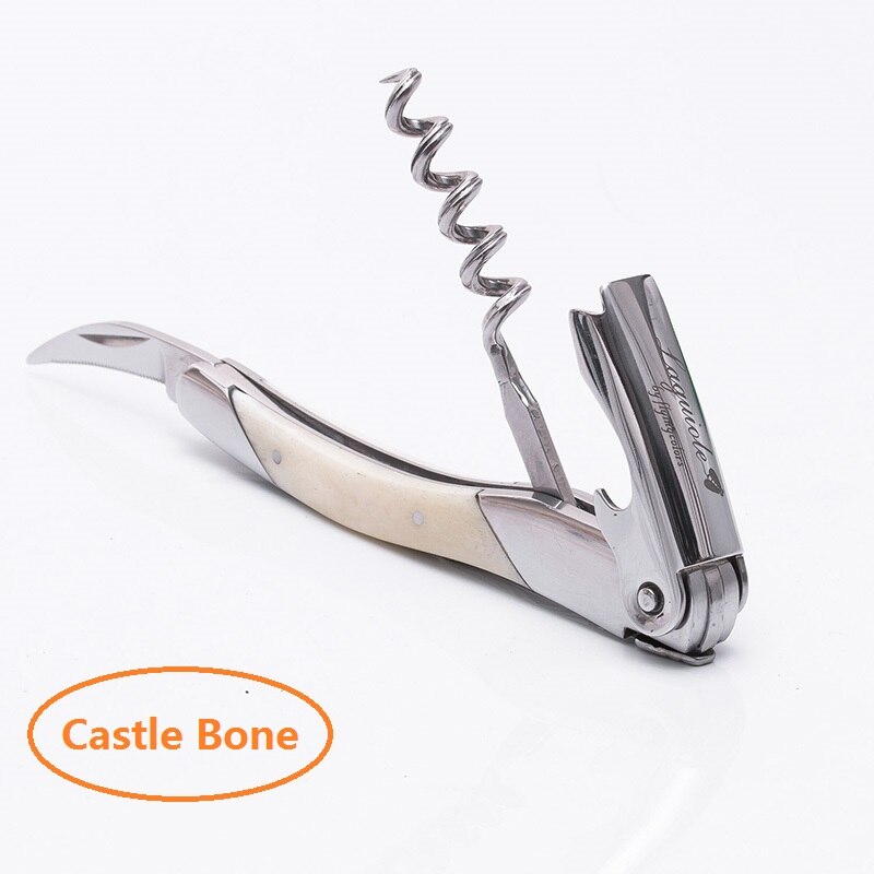 Laguiole saca-rolhas abridor de vinho faca punho de madeira sommelier cerveja pode abridores de garrafa folha de aço inoxidável cortador utensílios de cozinha: Castle Bone