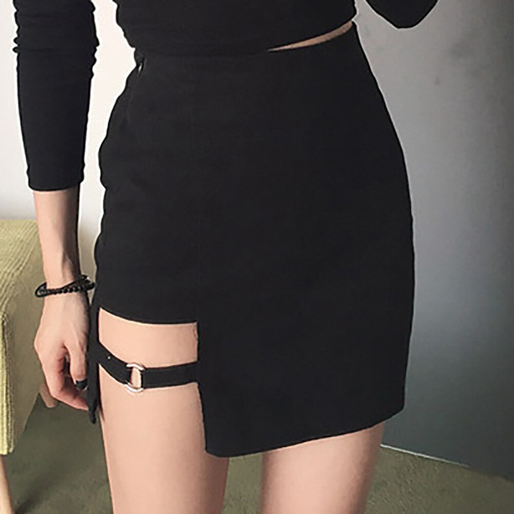 Women Skirts Black Package Hip Skirts Harajuku Korean Y2k Gothic Irregular Hem Pencil Micro Mini Skirt womens