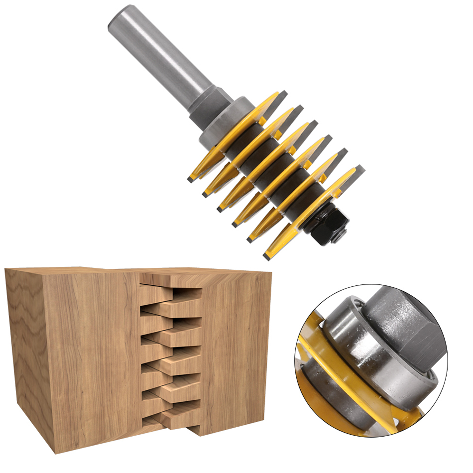 1pc 1/2 skaft 8mm 12mm skaft merke 2 tenner justerbar fingerleddfreser bit tappkutter industrikvalitet for treverktøy