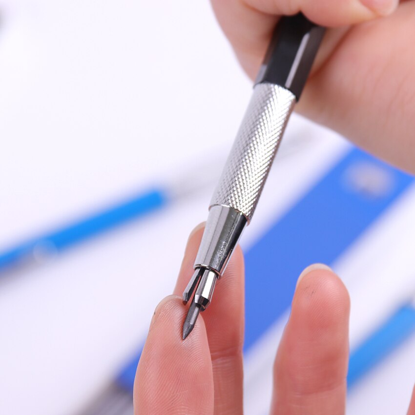 1+12PCS Leads Holder Drawing Pencil Set Writing School Stationery HB Lead Pencils Mechanical Automatic Pencil