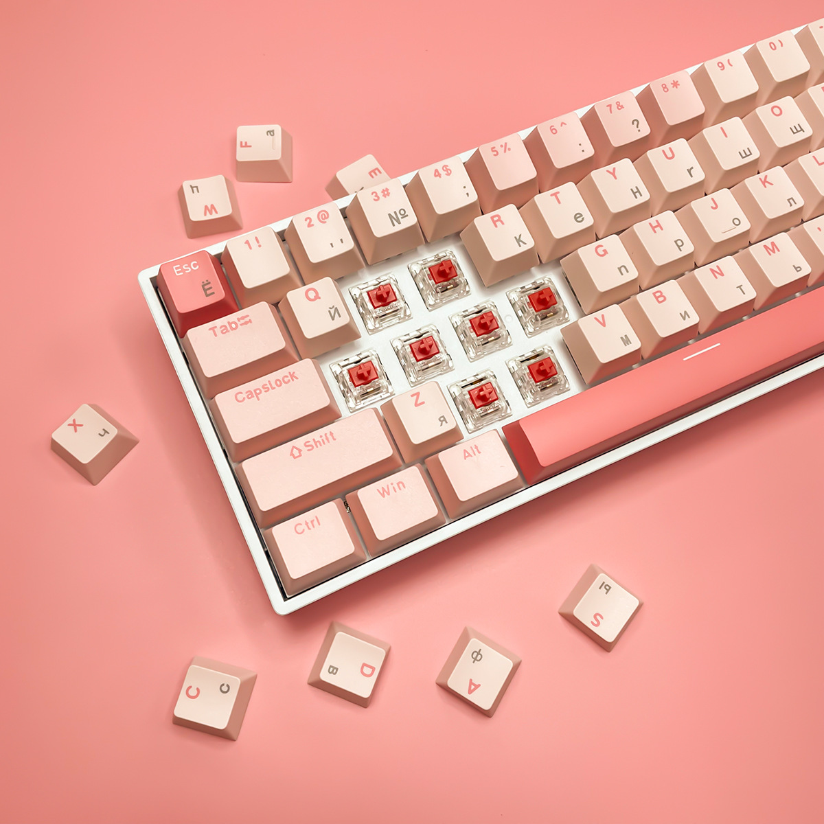 Russian Mechanical Keyboard with Cherry Matcha Shimmer Blueberry Theme Red Black Blue Brown Switch RGB Light Mechanical Keyboard