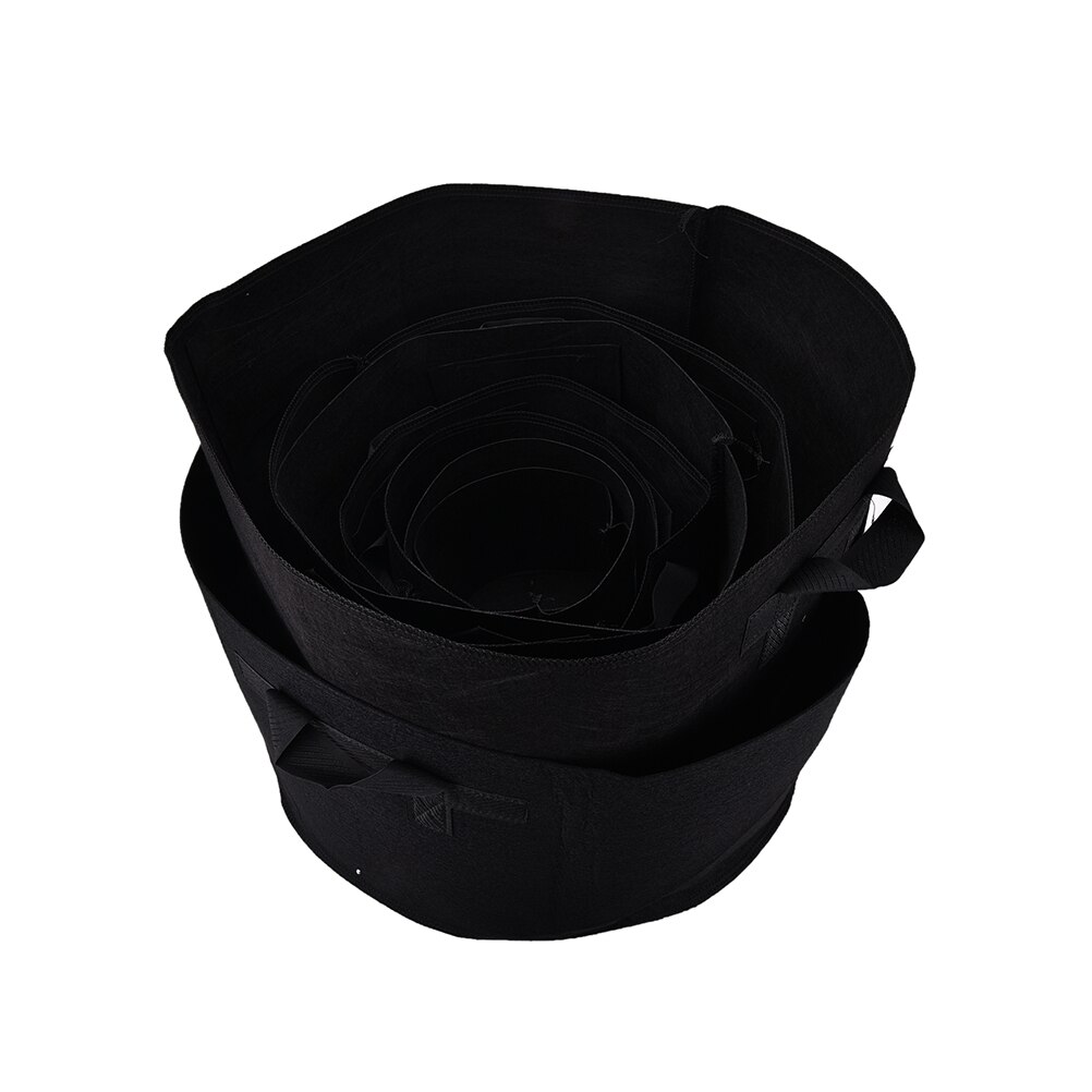 Ronde Stof Potten Plant Pouch Wortel Grow Bag Beluchting Pot Container Pe Bloem Aardappel Tuin Pot Planters Kas Zwart