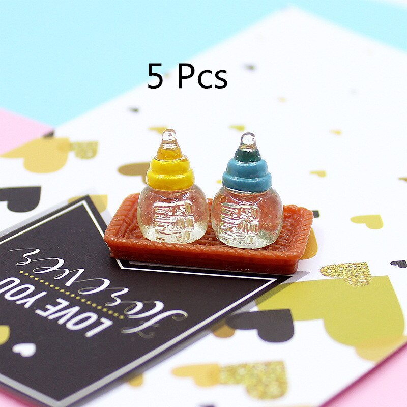 5/10Pcs/Lot Mini Milk Bottle Slime Charm Beads DIY Resin Accessory for Clay Phone Case Decoration Toy for Kids: D