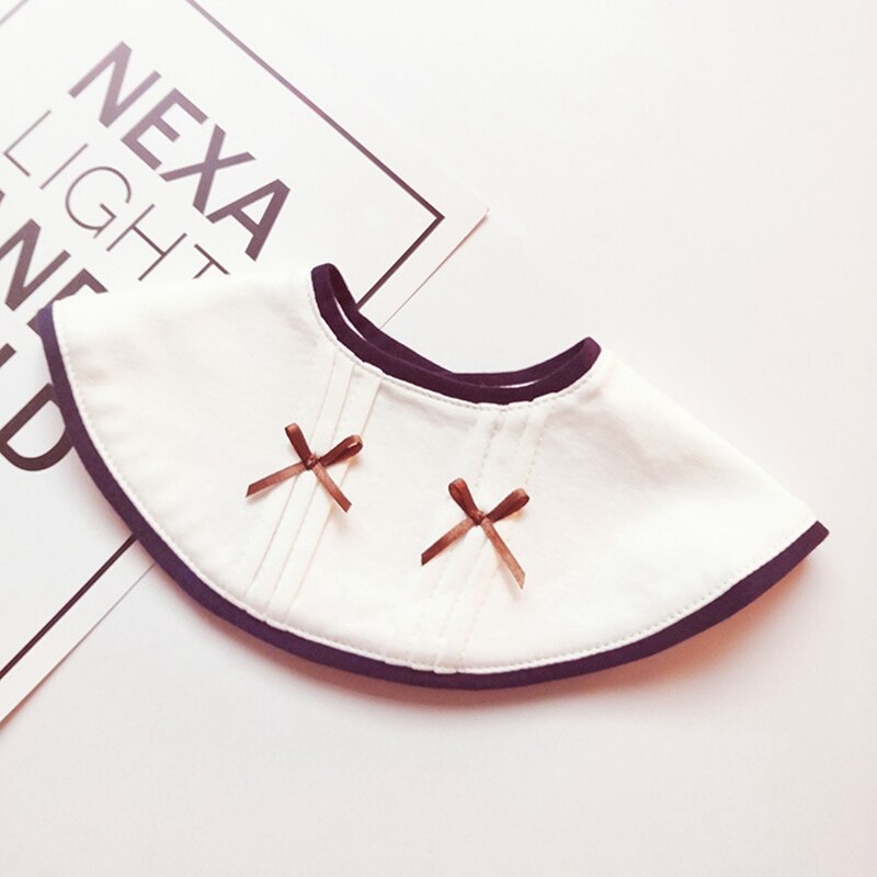 Koreaanse Stijl Ronde Baby Meisjes Slabbetjes Kwijlen Speeksel Handdoek Leuke Boog Nep Kraag Draaibare Kwasten Burp Doek Baby Dingen
