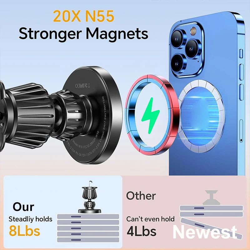 UYUXIO Sterke Magnetische Draadloze Auto Telefoon Oplader Adapter 15 W Dashboard Voorruit Auto Telefoon Houder voor iPhone 16 15 14 Pro Max