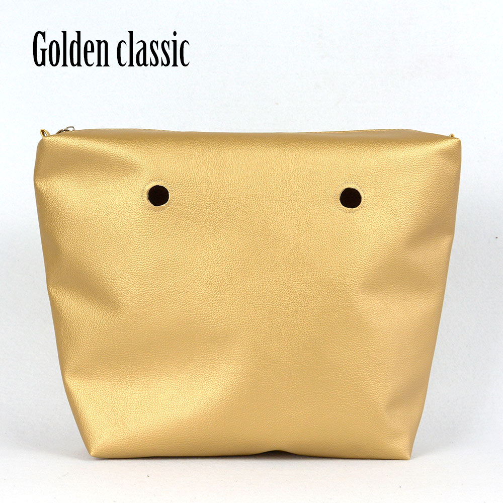 TANQU PU leather Waterproof Inner Lining Zipper Pocket for Obag Classic Mini Lining Insert for O BAG: golden classic