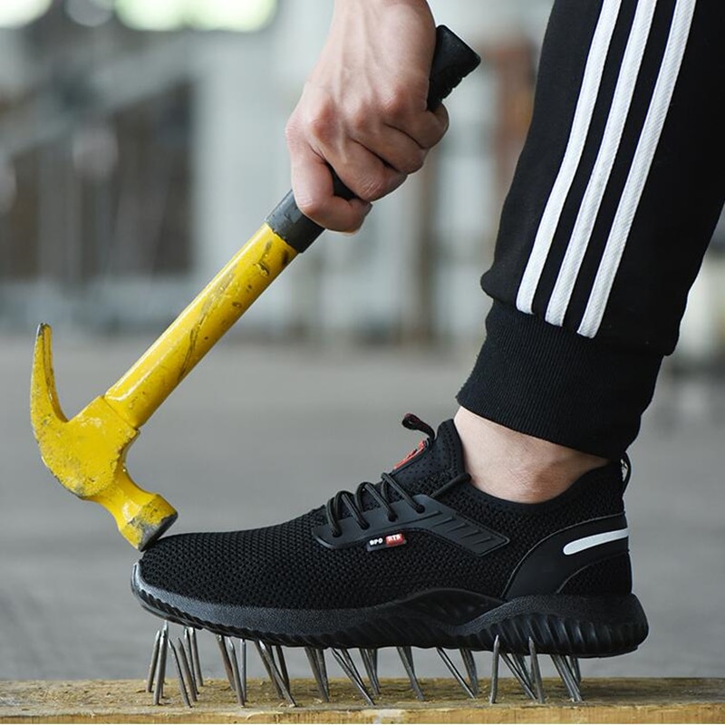 Puimentiua Indestrutível Sapatos Homens Botas de Segurança do Trabalho Sapatos Biqueira de Aço Puncture-Proof Respirável Leve Tênis
