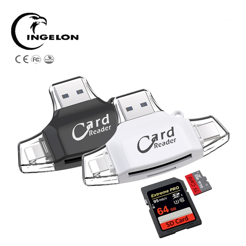 Ingelon sd-kortläsare microsd sdxc/sdhc sd usb c mmc idragon adapter tf minne för ios iphone &amp; android kortläsare