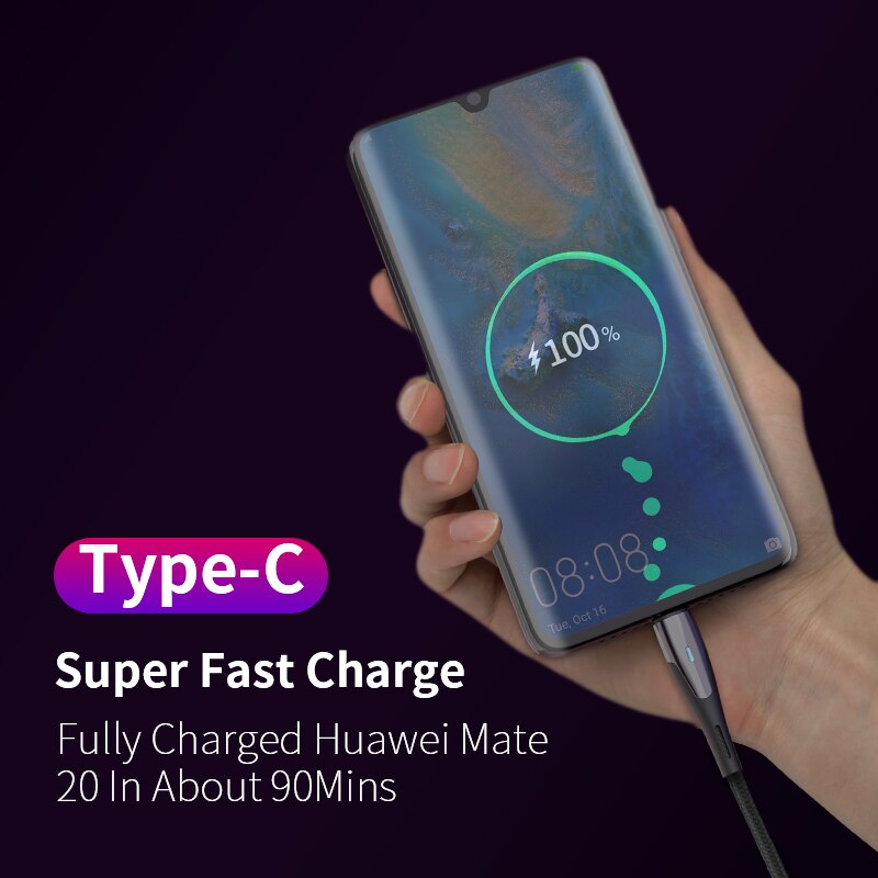 Romoss 5a usb tipo c cabo para huawei p40 pro companheiro 30 p30 pro supercharge 40w scp carregamento rápido USB-C carregador cabo de fio