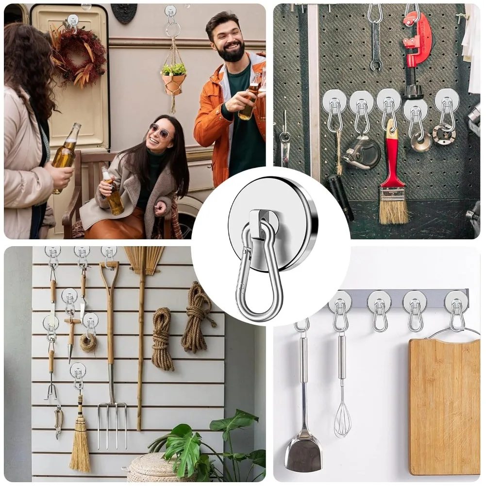 Magnetic Hooks Strong magnets Heavy Duty Neodymium Magnet Hooks With Swivel Carabiner Hook For Refrigerator Magnetic Materials