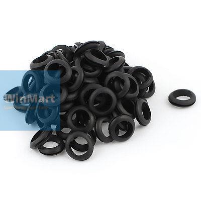 100 x Zwart Rubber 18mm Open Gat Ring Dual Side Kabel Bedrading Grommet