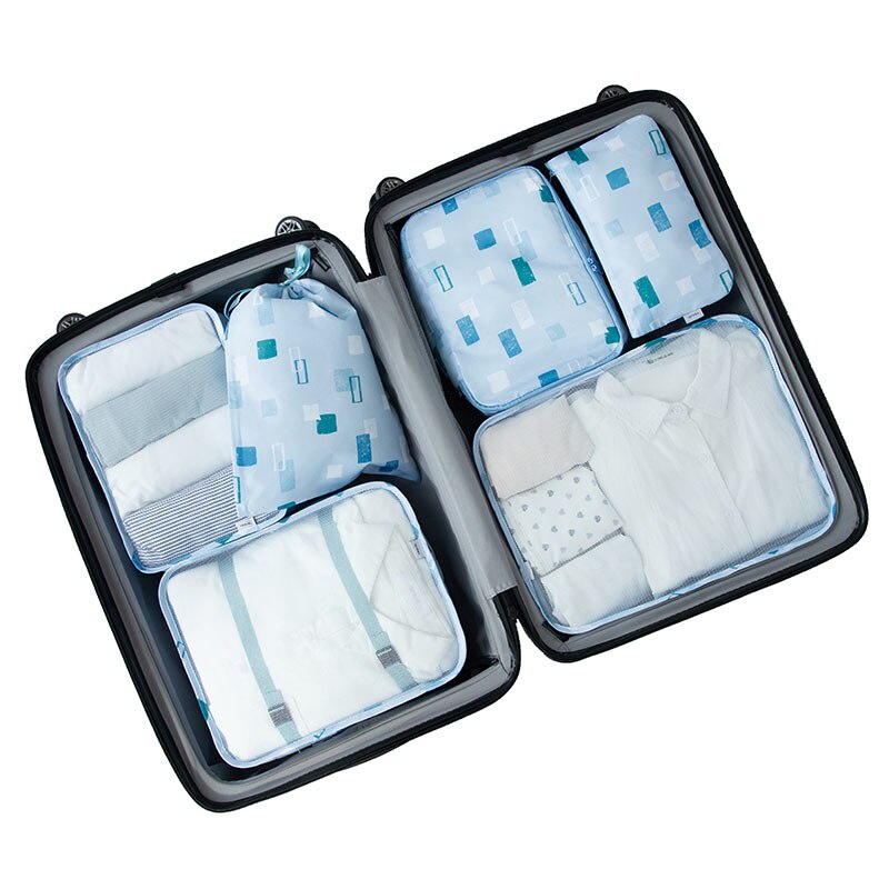 6Pcs/Set Waterproof Travel Bag Suitcase Packing Set Storage Organizer Portable Luggage Organizer Case Clothes Shoe Tidy Pouch